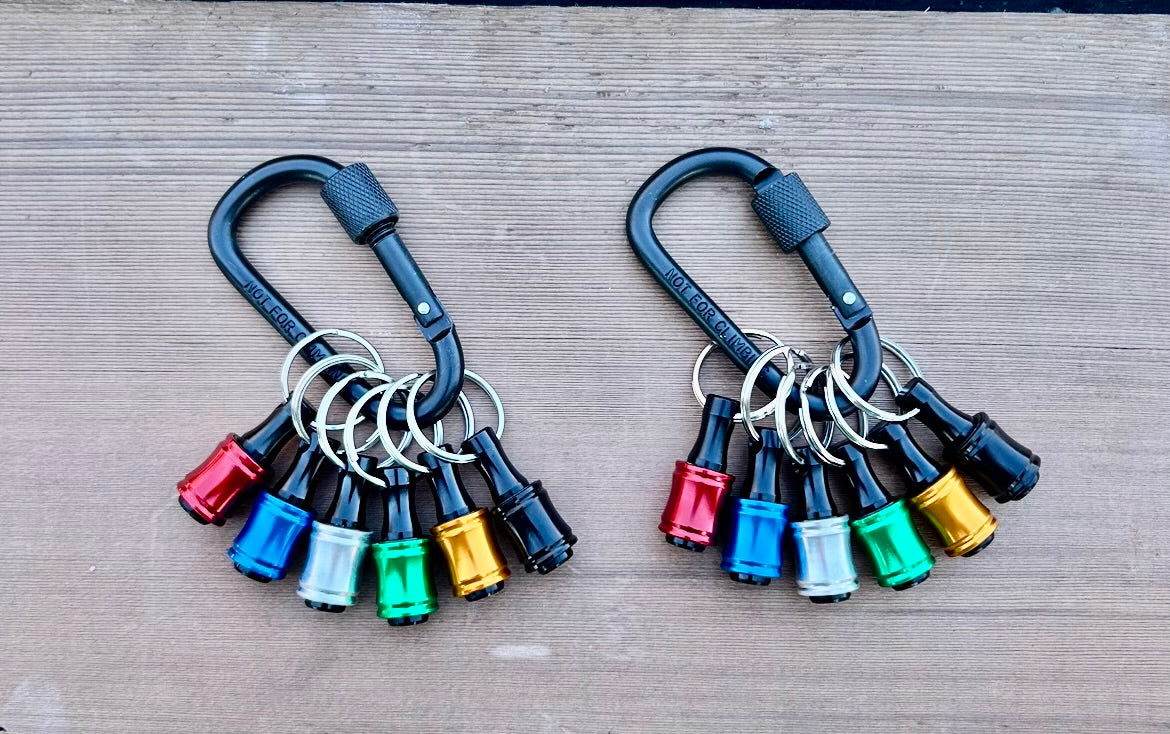 Set of two drill bit holder keychains